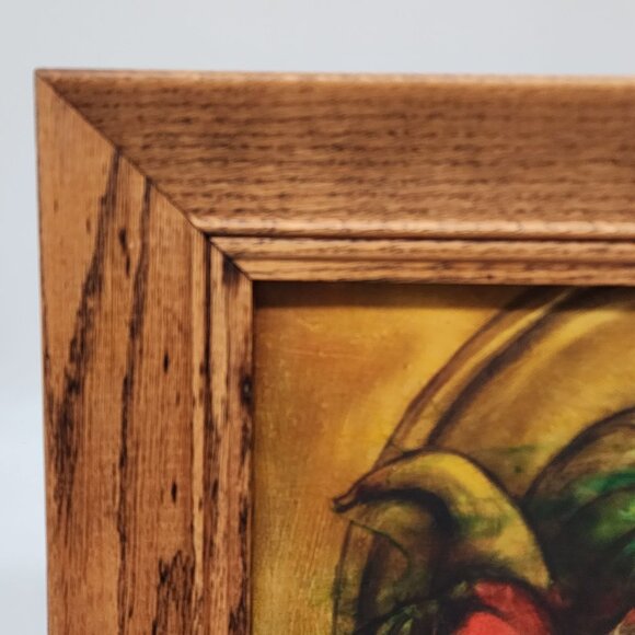 Pastel Still life Artwork Fruits by B. Myers Rustic Oak Wooden Frame Bright Colo - Picture 3 of 14